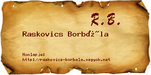 Raskovics Borbála névjegykártya